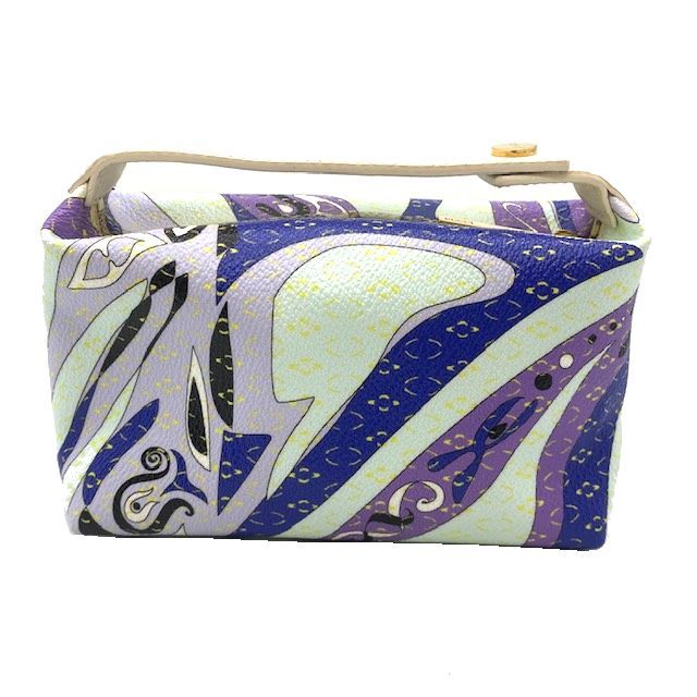 エミリオプッチ ミニバック ポーチ EMILIO PUCCI ブルー系 EMILIO PUCCI エミリオプッチ ポーチ コーティングキャンバス