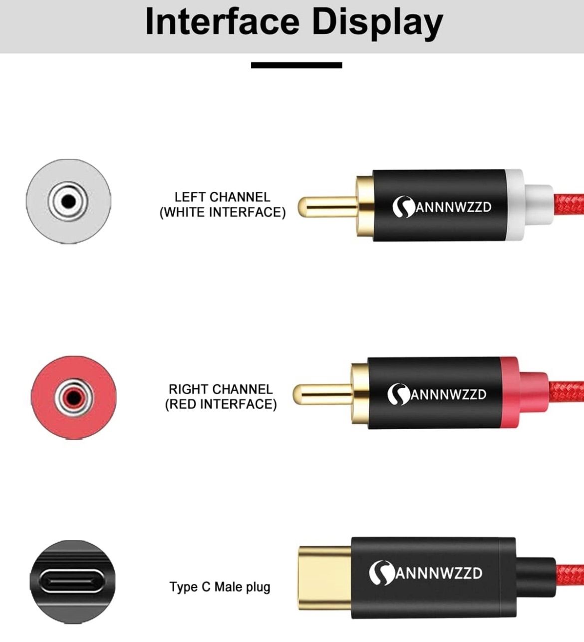 【新品未使用★】ANNNWZZD USBタイプCから2 RCAオーディオケーブル,USB-C to RCA 変換 ケーブル 赤/白 DACチップ搭載  HiFi音質 (5M) - メルカリShops