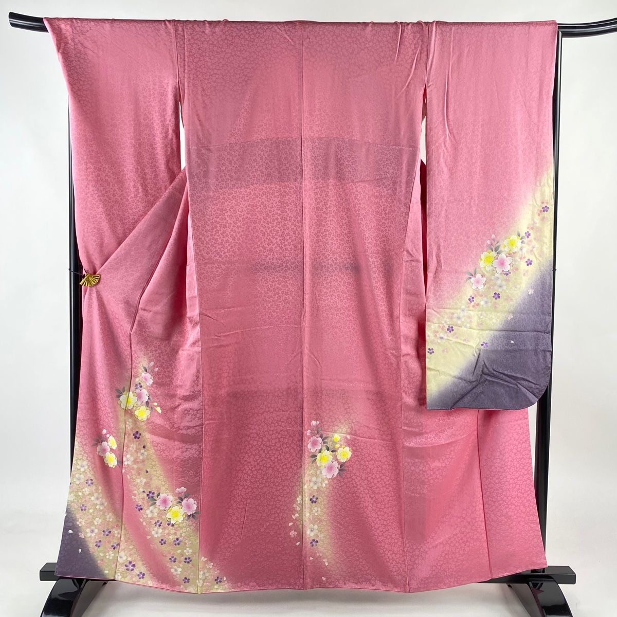 振袖 身丈160cm 裄丈69cm L 袷 鈴乃屋 桜 桜の花びら 金彩 ぼかし ピンク 正絹 名品