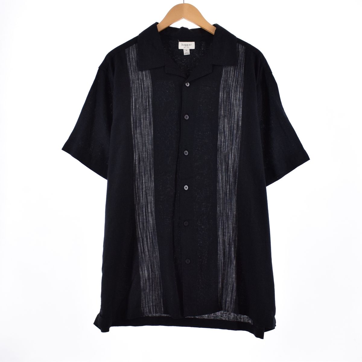 古着 haggar ツートン 半袖 オープンカラー リネン×レーヨン シャツ ボックスシャツ メンズXL /eaa335217 【中古】/eaa335217