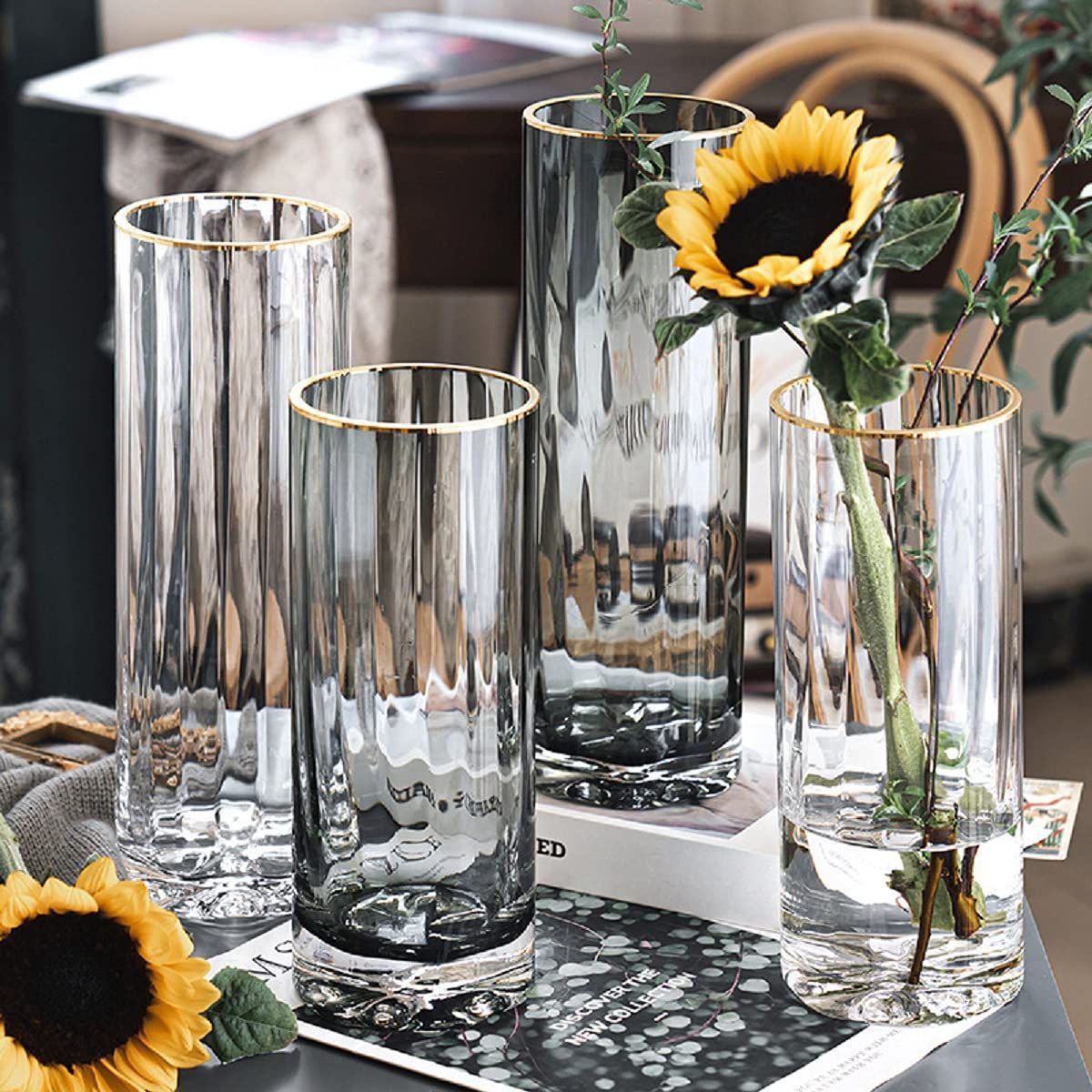 変形 特大 ガラス フラワーベース 花瓶 花器 フラワーアレンジメント - 花瓶