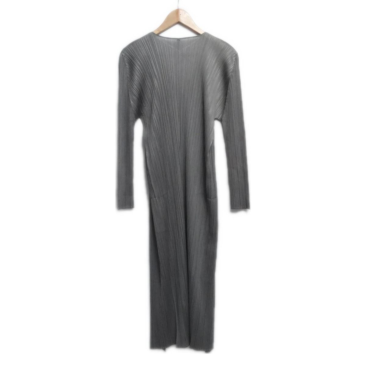 PLEATS PLEASE プリーツプリーズ カーディガン サイズ4 XL レディース - グレー 長袖 プリーツ ロング丈