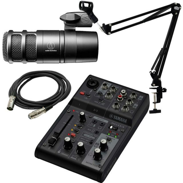 YAMAHA ミキサー AG03MK2 B 黒 マイクAT2040 アーム型スタンドMPC1 黒 XLRケーブル 3m 配信セット | 動画配信 ナレーション ポッドキャスト