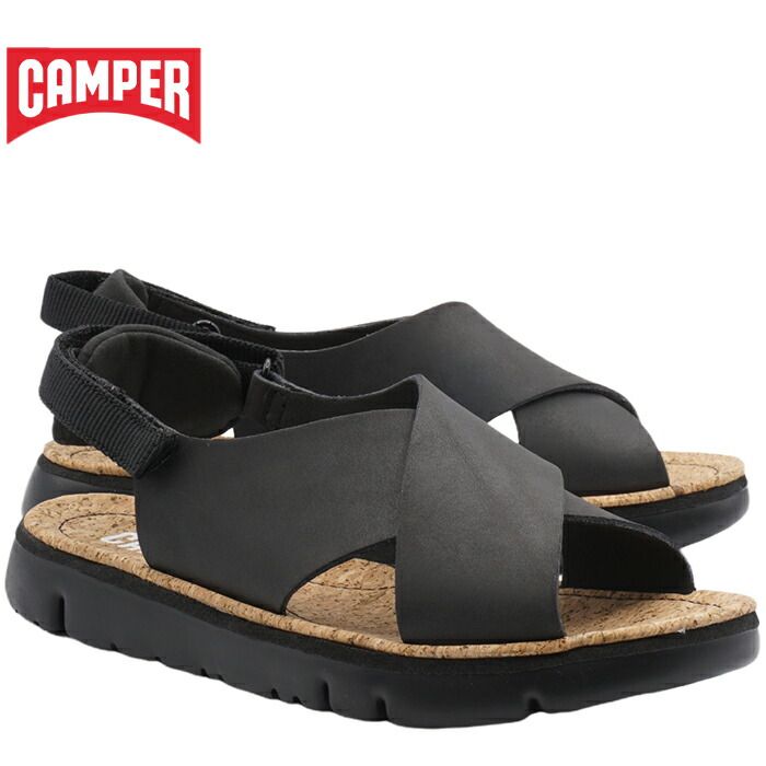 CAMPER Oruga カンペール オルガ Black ブラック サンダル クロスストラップ フラット EU37 23.5