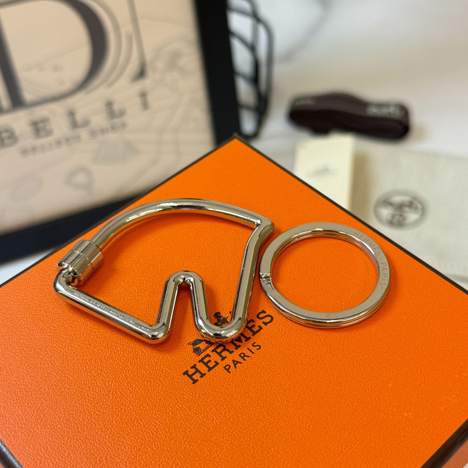 済み エルメス シュヴァル シルバー メタル キーホルダー キーリング 馬