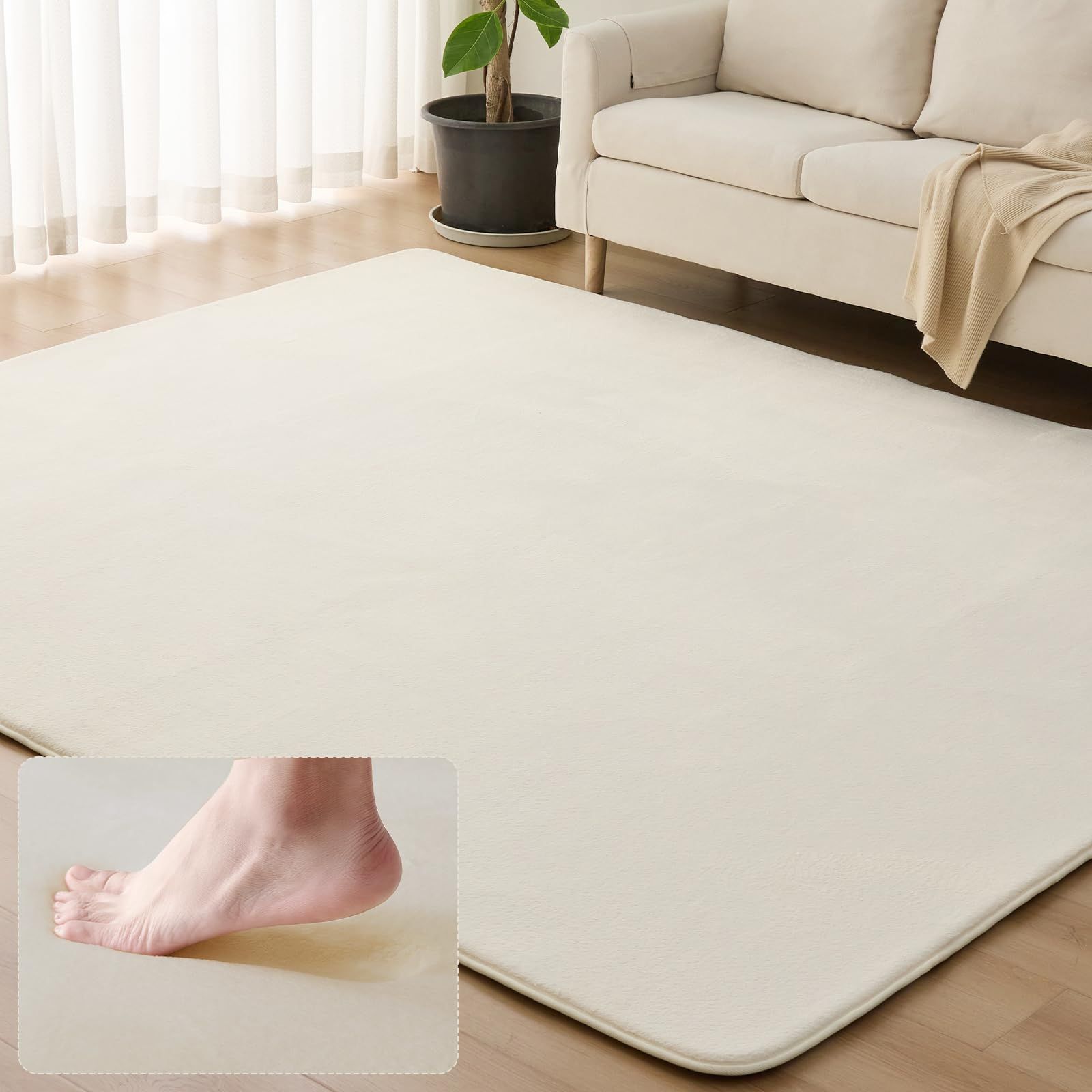 Sun Deco ラグ カーペット 低反発 ラグマット 極厚 135x185cm 1.5畳 オールシーズン 滑り止め付 抗菌 防臭 防ダニ 踏み心地ふわふわ 厚手 フランネルラグ 接着剤不使用 床暖房 ホットカーペット対