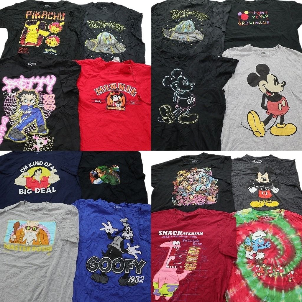 古着卸 まとめ売り キャラクター 半袖Tシャツ 16枚セット メンズ XL ポケモン ディズニー ドラゴンボール ゼルダの伝説 古着 NC3852
