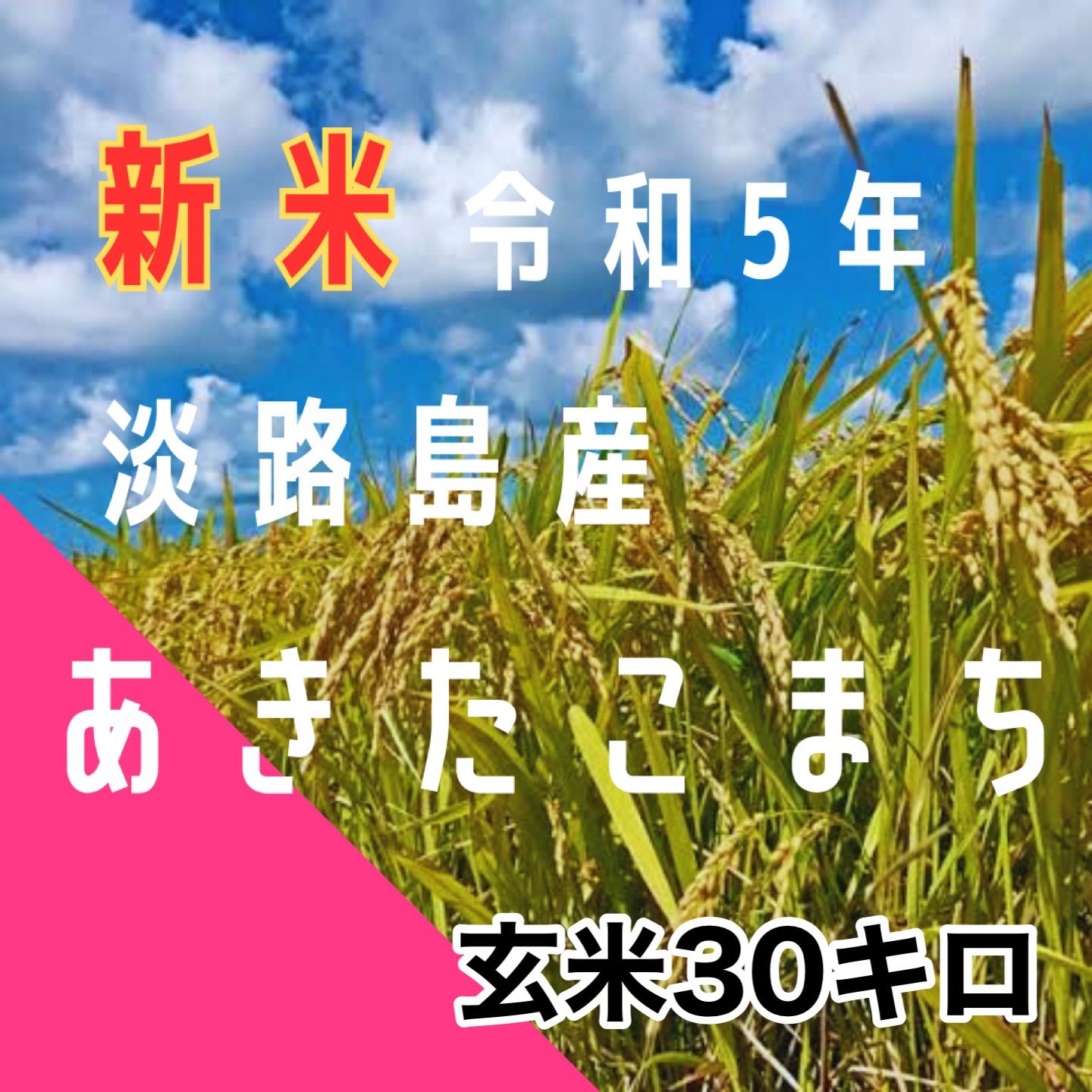 新米令和5年産あきたこまち玄米30キロ淡路島産産地直送数量限定