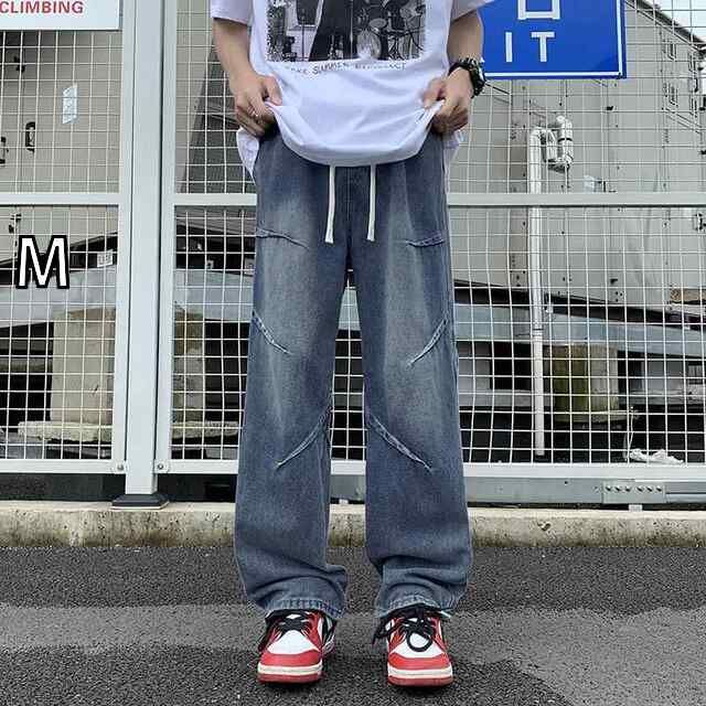[M]メンズ ファッション 服 男性用 オシャレ シンプル 大人 かっこいい 大きいサイズ ストリート 紳士服 アメリカン ストリート ジーンズ ヘビーウォッシュ 夏 ワークウェア ゆったり ワイド 