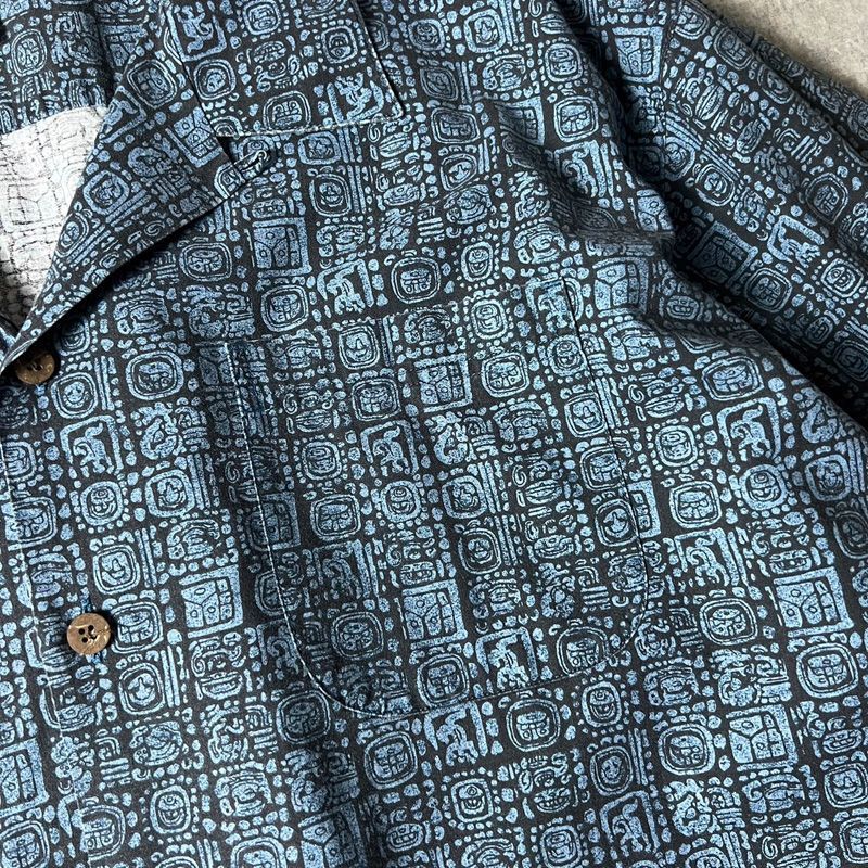 00s LLBean 総柄 コットン 半袖 オープンカラー シャツ XXL / 00