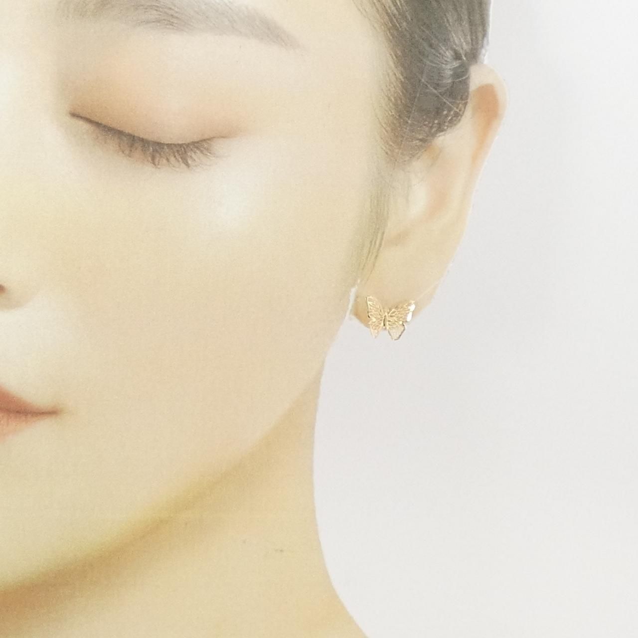 750YG/18KTYG ハート 淡水パール ピアス 4.6mm