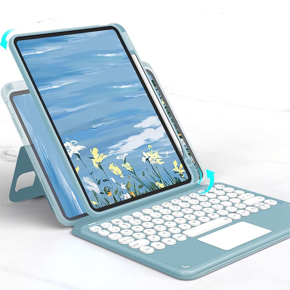 磁気吸着 iPad mini7 キーボードケース A17 Pro 2025 iPad mini 第7|6世代 キーボード 縦置き タッチパッド搭載 丸型キー 背面カバー 取り外し Apple Pencil収納 iPad Mini 7 分離式