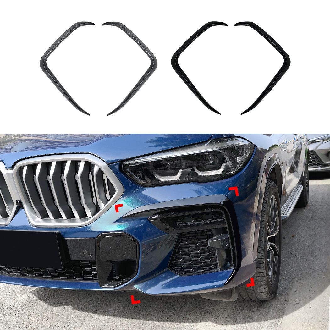 BMW X6 G06 2019-2025 Mスポーツ 用 3D立体 フロントエアロデカール ピアノブラック|カーボン調 外装カスタム