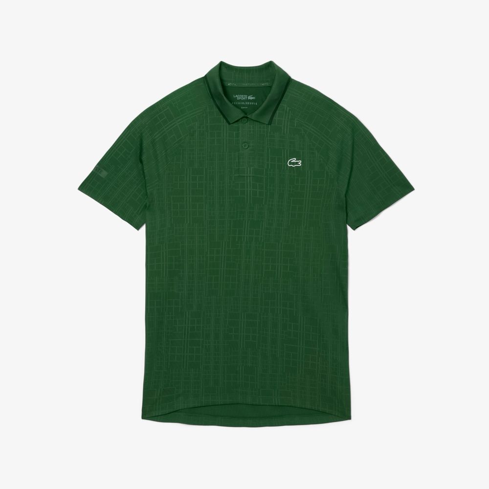 ラコステ LACOSTE テニスウェア メンズ ノバク ジョコビッチ ラケットプリントウルトラドライポロシャツ DH4789-99-132 2025FW タオルキャンペーン対象
