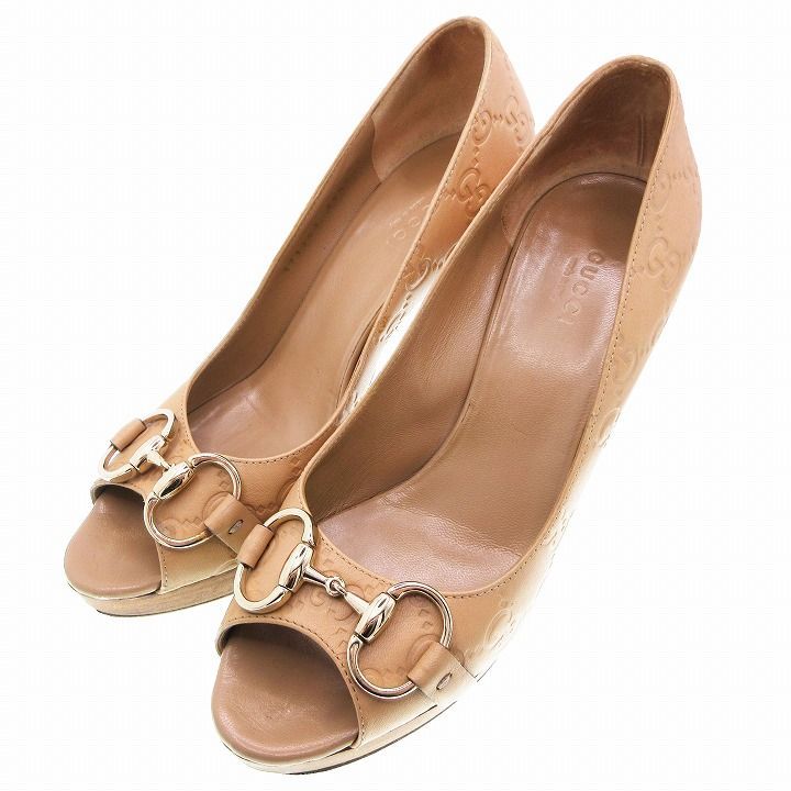 GUCCI ベージュ オープンパンプス