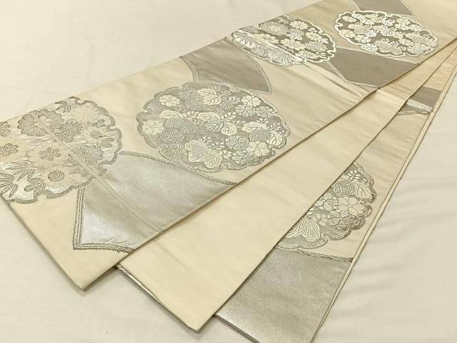 平和屋着物●九寸名古屋帯　唐織　笑門来福　雪輪重ね　招き猫　正絹　逸品　DAAV6068ps 平和屋着物○九寸名古屋帯 唐織 笑門来福 雪輪重ね 招き猫