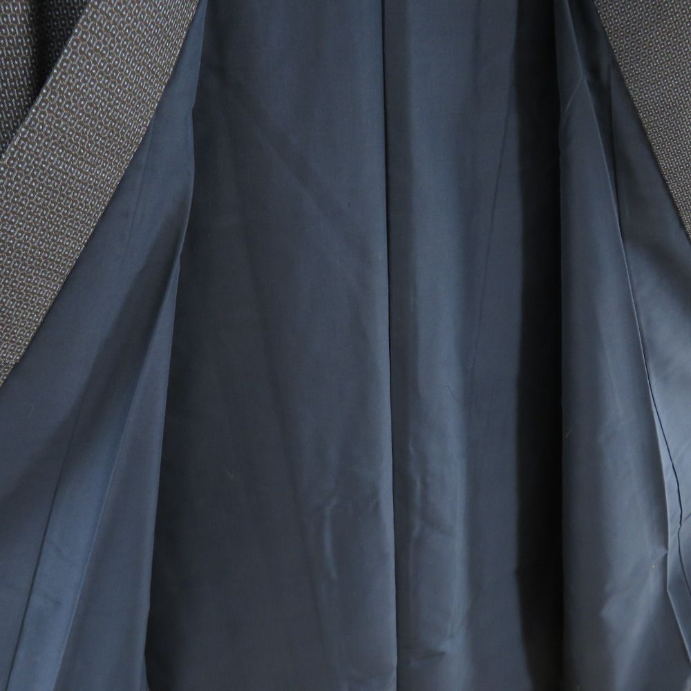 男着物 大島紬 亀甲 アンサンブル 袷 紺色 正絹 男性用きもの メンズ