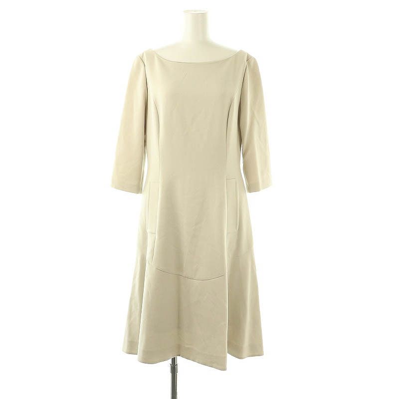 フォクシーニューヨーク FOXEY NEW YORK Half Sleeve Dress ワンピース ボートネック 42 ライトグレージュ 35035 |CX OS SH