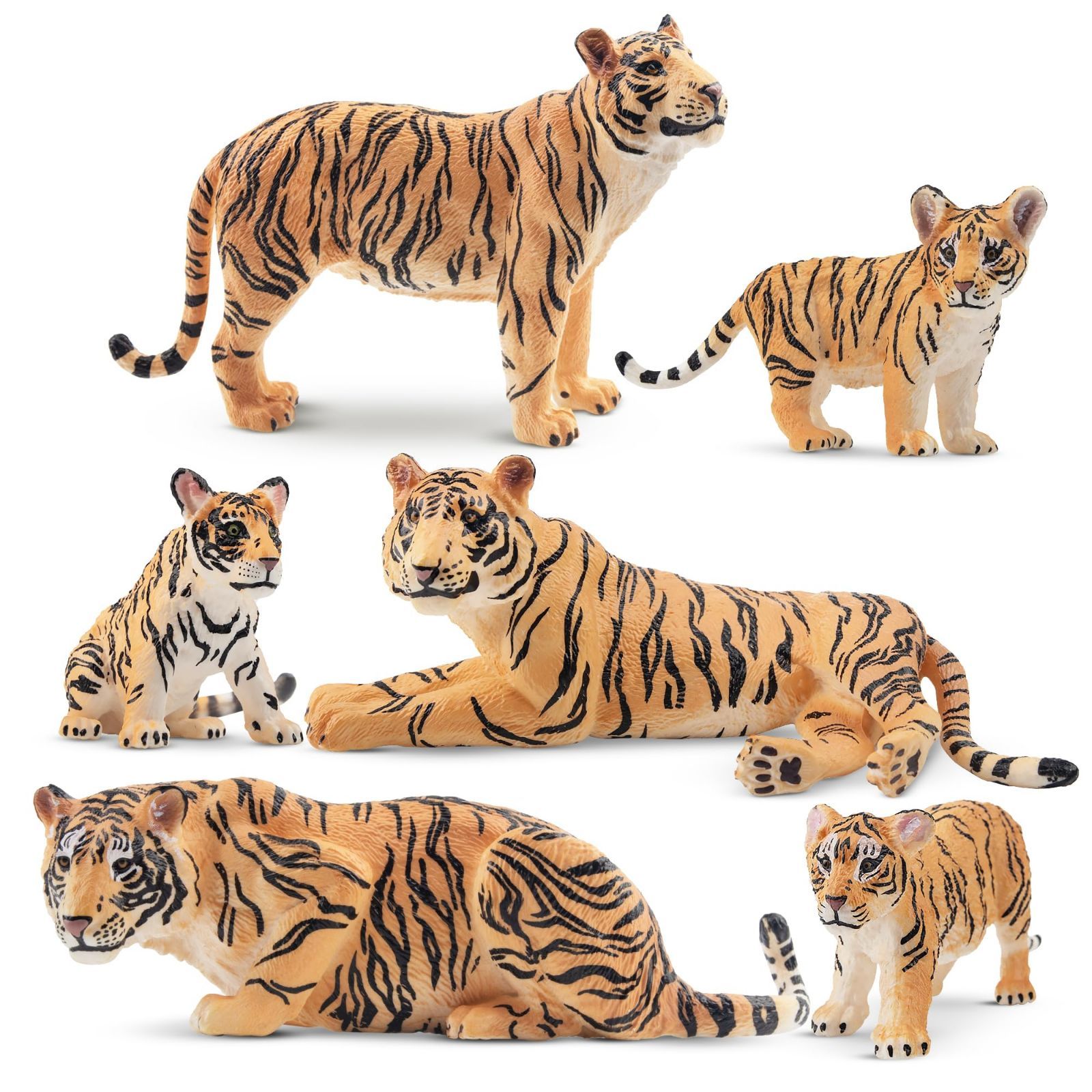 TOYMANY 6PCSタイガーフィギュア 動物フィギュアセット トラ