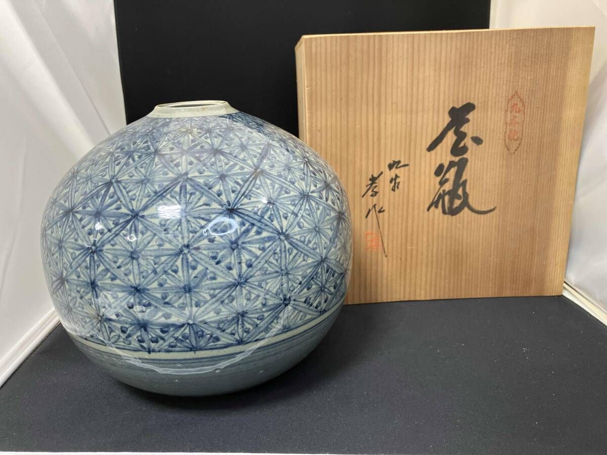 九谷焼花瓶 販售$588］ 商品名：九谷焼銀仙花瓶花鳥文様九谷焼高さ25cm