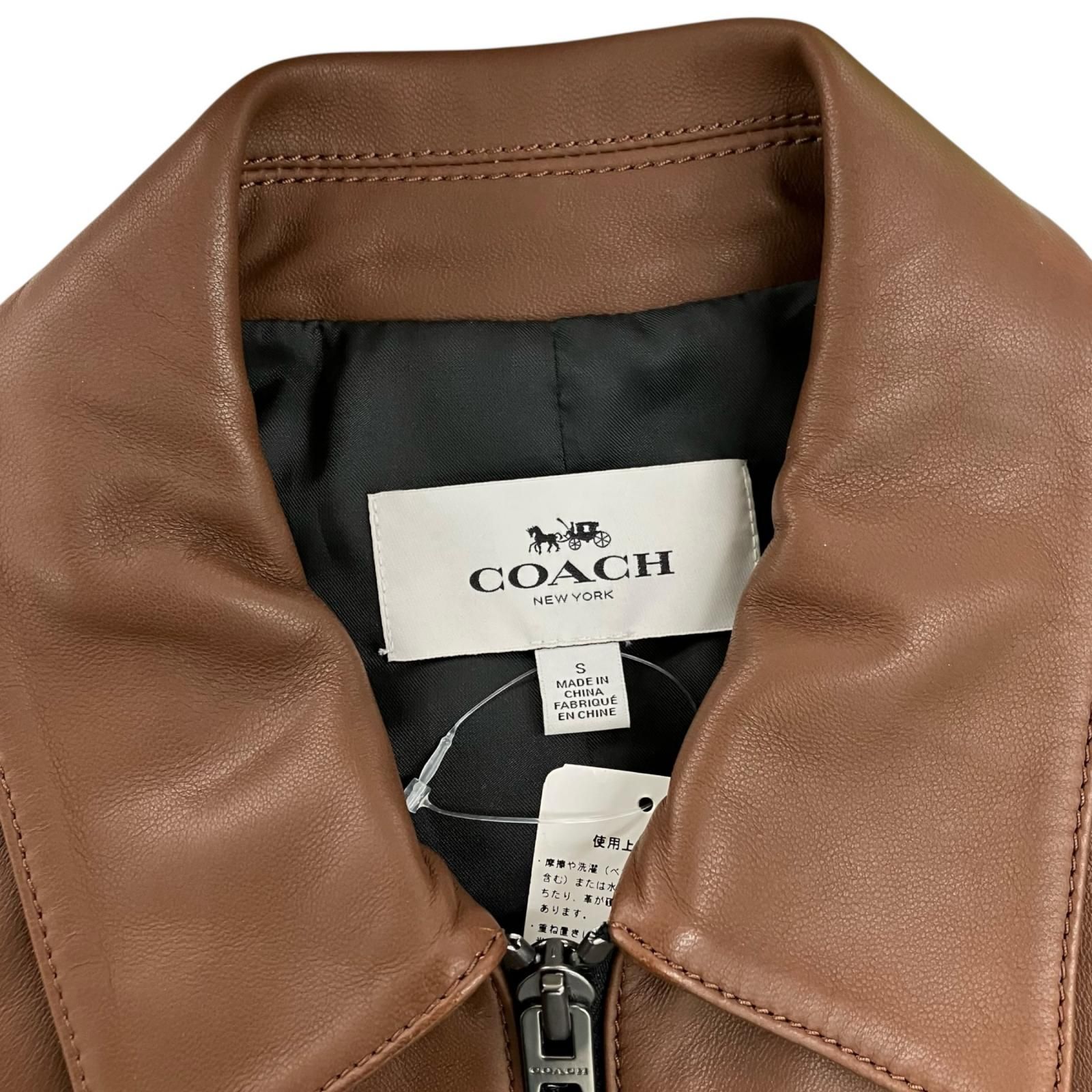 186005 COACH コーチ レザージャケット F86591 S ブラウン 羊革 