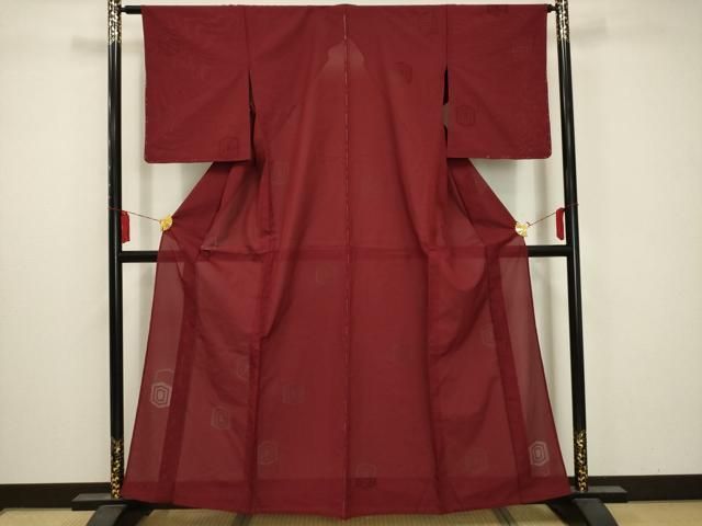 （美品）　正絹　夏着物 夏】型染め友禅 夏椿 花柄 絽 夏着物 小紋 正絹 白 クリーム色