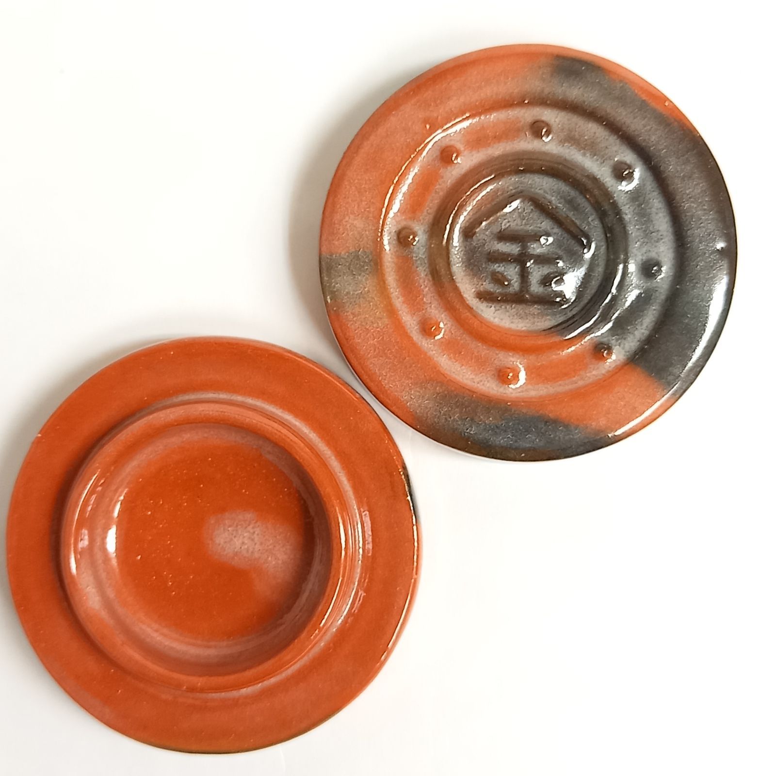 香合 赤楽 金毛閣 初代 佐々木虚室作 共箱入 陶器 茶道具 未使用