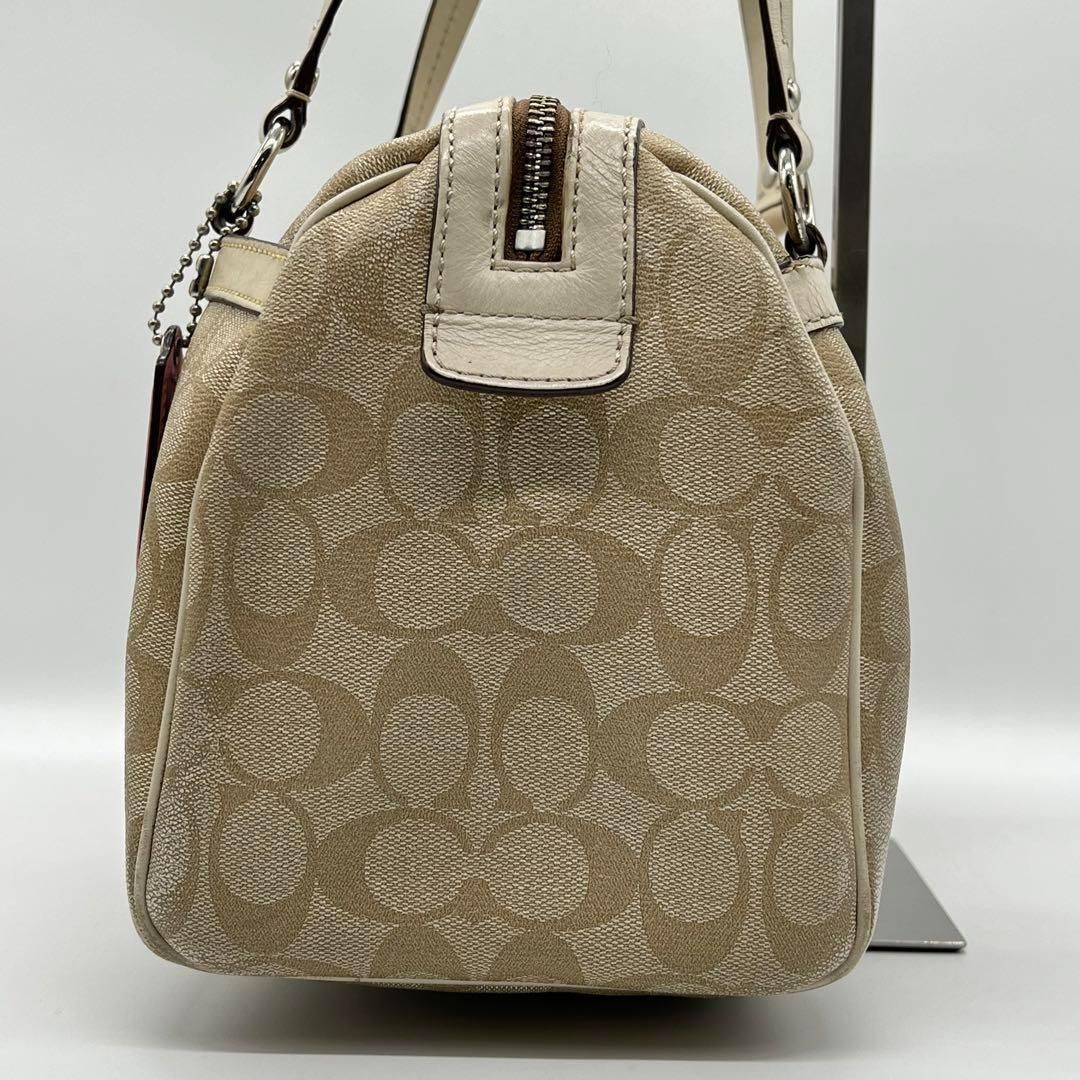 良品】COACH コーチ シグネチャー ストライプ ミニボストン PVC