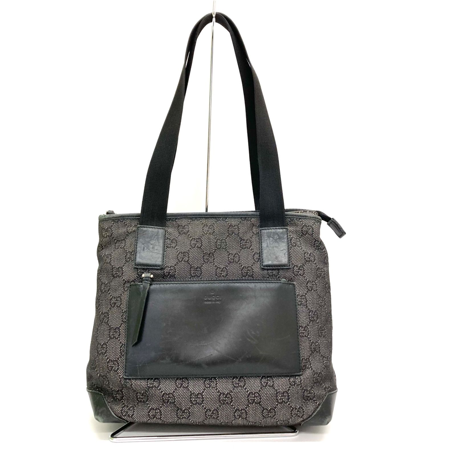 ◆GUCCI◆グッチ GGキャンバス トートバッグ ブラック レザー