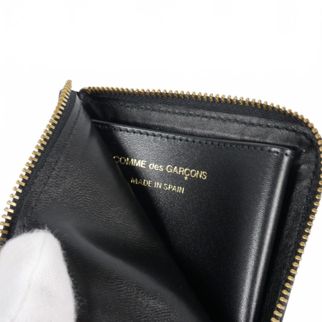 コムデギャルソン COMME des GARCONS Huge Logo ロゴ L字ファスナー レザーウォレット ミニ財布 黒 ブラック SA 3100HL