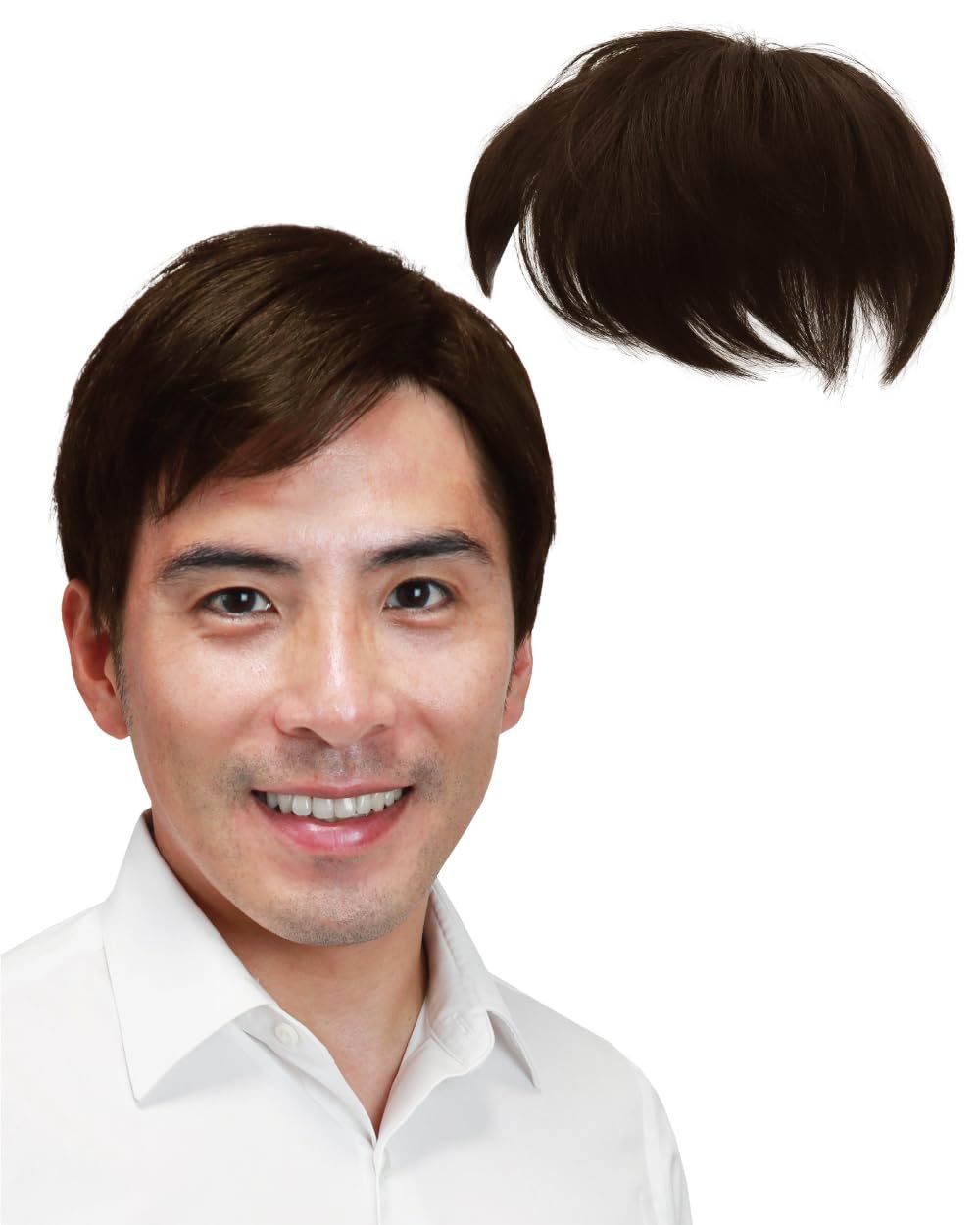 数量 TefuRe 広範囲 ヘアピース 男性 部分ウィッグ 黒 メンズ ショート かつら 頭頂部 付け毛 つむじ ポイントウィッグ 脱毛 薄毛 白髪 軽い トップピース 人毛100％ カツラ フリーサイズ wig 自然 ショコラブラウン MY-341-C