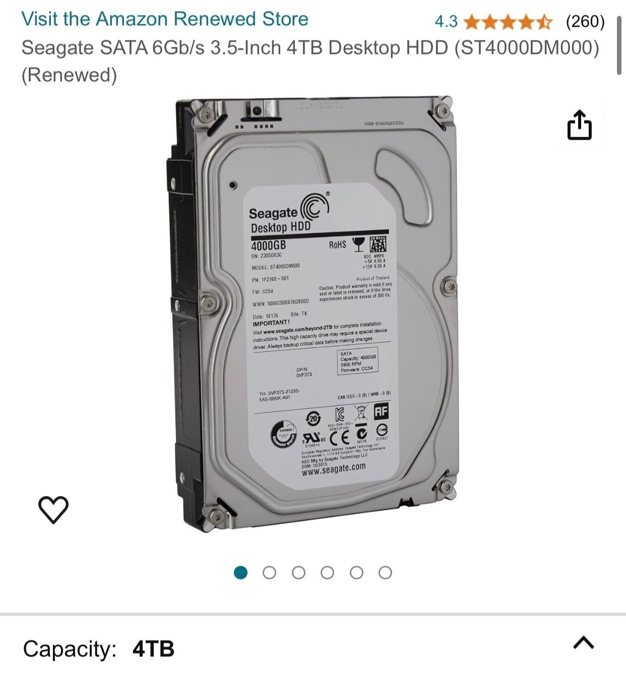 シーゲイト Seagate BarraCuda 3.5 4TB HDD Seagate シーゲイト BarraCuda 3.5インチ 8TB 内蔵