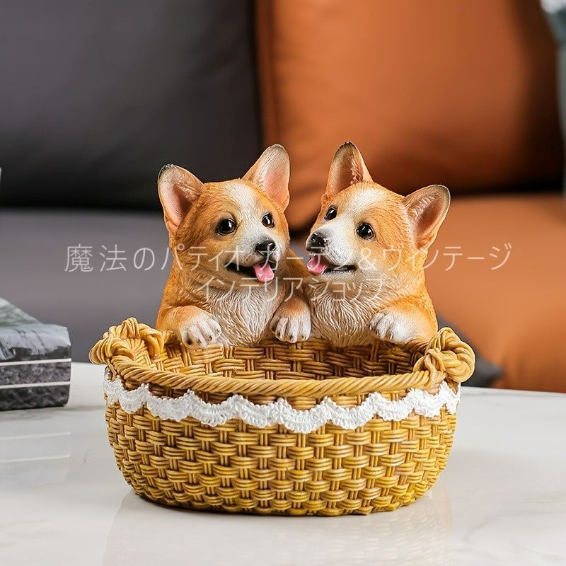 プランター 犬 コーギー 2匹 かわいい 庭 ガーデン リアル 植木鉢 鉢植え ドッグ アニマル ガーデニング 雑貨 ガーデン雑貨 ガーデンインテリア ガーデン インテリア 庭の装飾 お洒落 おしゃれ 4-7