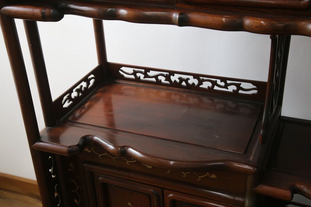 ☆事前問合せ必須☆ 飾り棚 和製ビンテージ 花梨 カリン材 螺鈿 ラデン