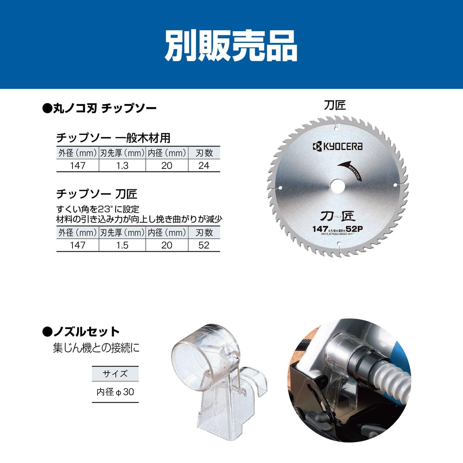 ノコ刃外径147mm 最大切込深さ46mm