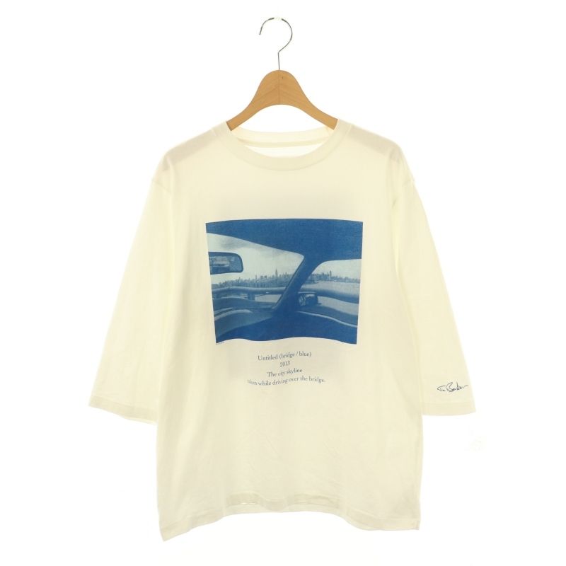 ジェーンスミス JANE SMITH Plage別注 TIM BARBER BRIDGE BLUE Tシャツ カットソー 七分袖 コットン M 白 青 /NR ■OS レディース JANESMITH tシャツ 「JANE SMITH/ジェーンスミス」NICOLA