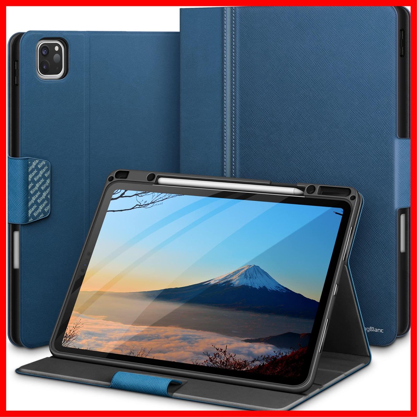 【新着商品】KingBlanc iPad Pro 12.9 ケース 第6世代 2022 第5/4世代(2021/2020モデル) 手帳型 ペンホルダー付き ペン収納可能 オートスリープ/ウェイク機能 アップルペンシル2 のペアリング/ワイヤレス