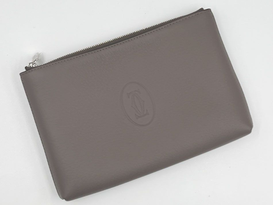 Cartier カルティエ マスト ドゥ ポーチ SM グレー カーフスキン  
