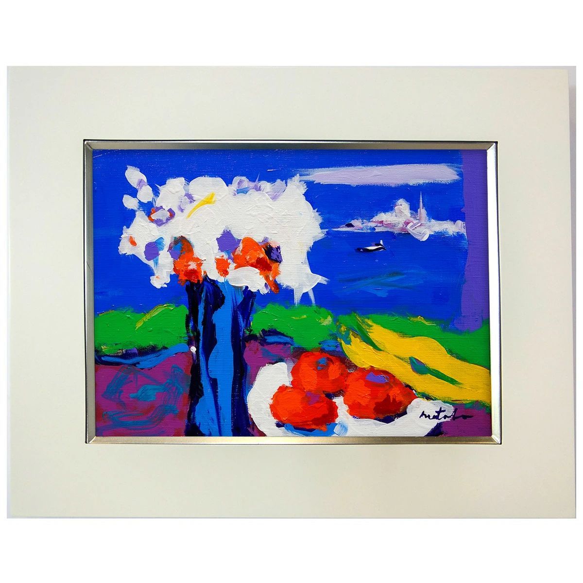 油彩画 的場信治 「ベニスの回想」 F4号 額入り 油絵 風景画