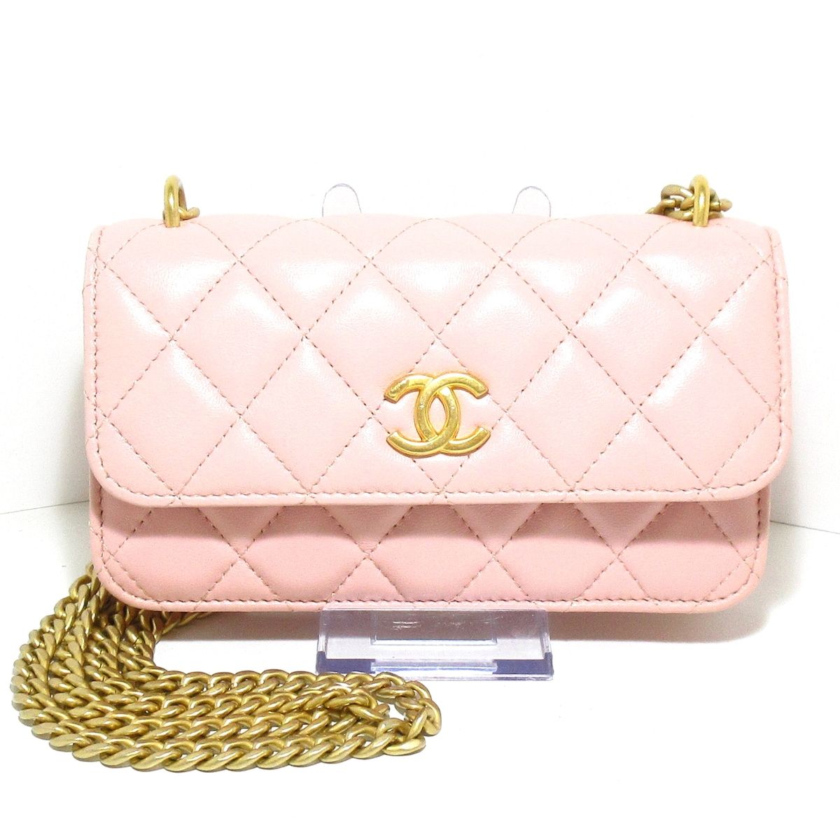 CHANEL シャネル 携帯電話ケース マトラッセ AP3298 ゴールド金具 ゴールド金具|チェーンショルダー|カメリア ラムスキン