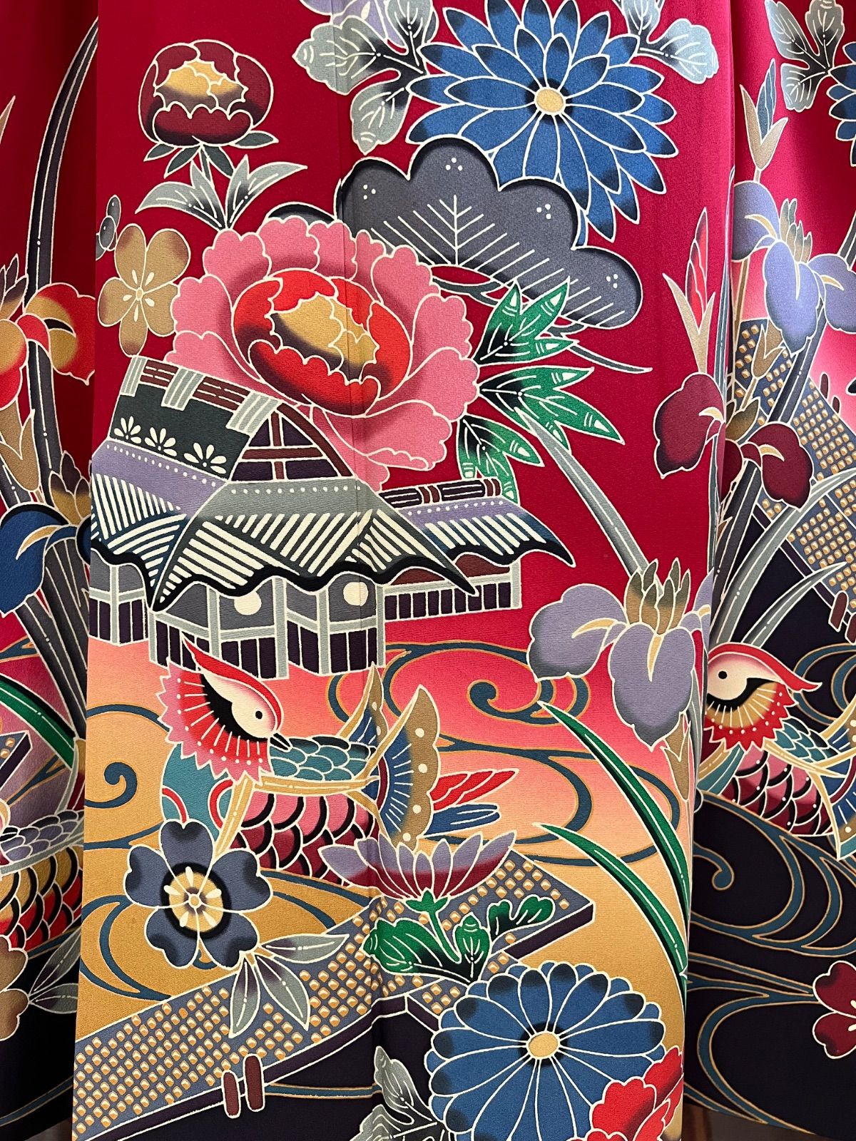 落款入り】美品 高級 赤振袖 花柄 成人式 帯小物一式 おしどり