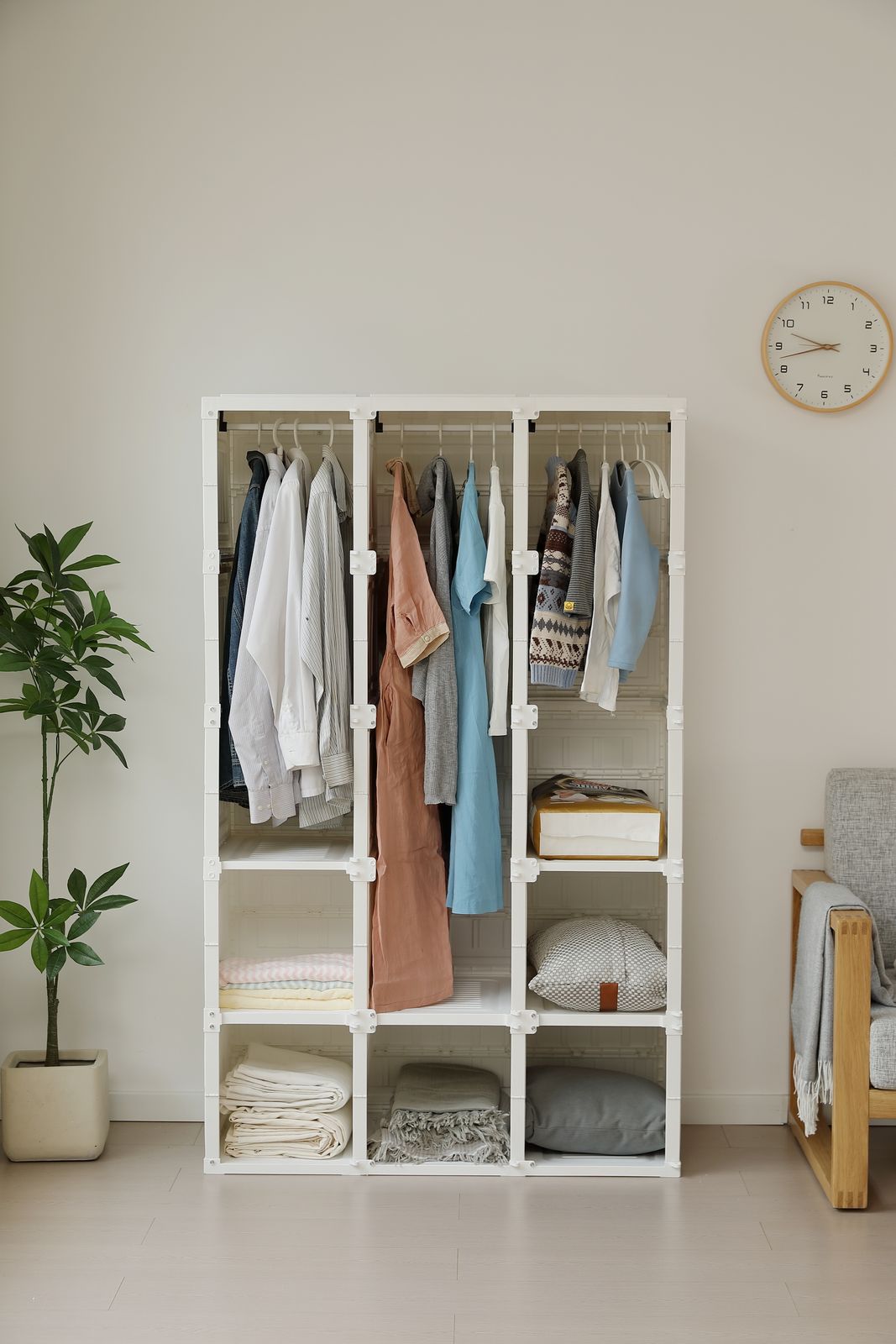 【幅104*高さ170cmホワイト扉】ワードローブ クローゼット 折り畳式 収納 幅104*高さ170cmホワイト扉】ワードローブ クローゼット 折り畳式 収納