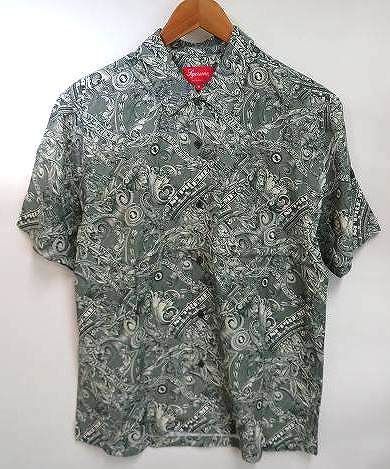 s23g-453x【中古】Supreme ｼｭﾌﾟﾘｰﾑ 23SS Dollar S/S Shirt Green