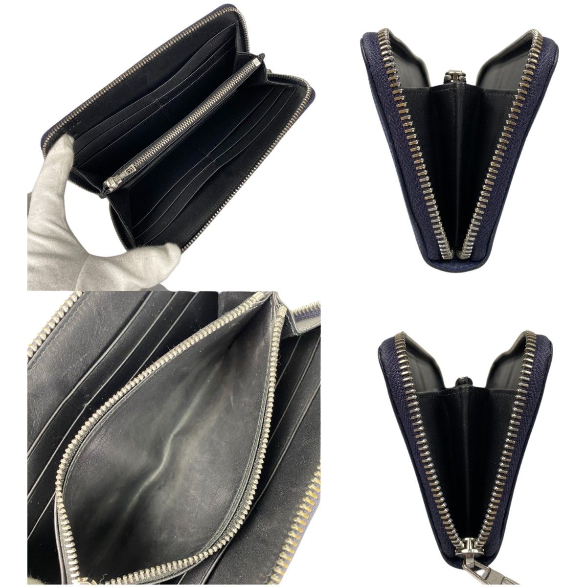 LOEWE ロエベ リネンアナグラムジップラウンドウォレット 長財布