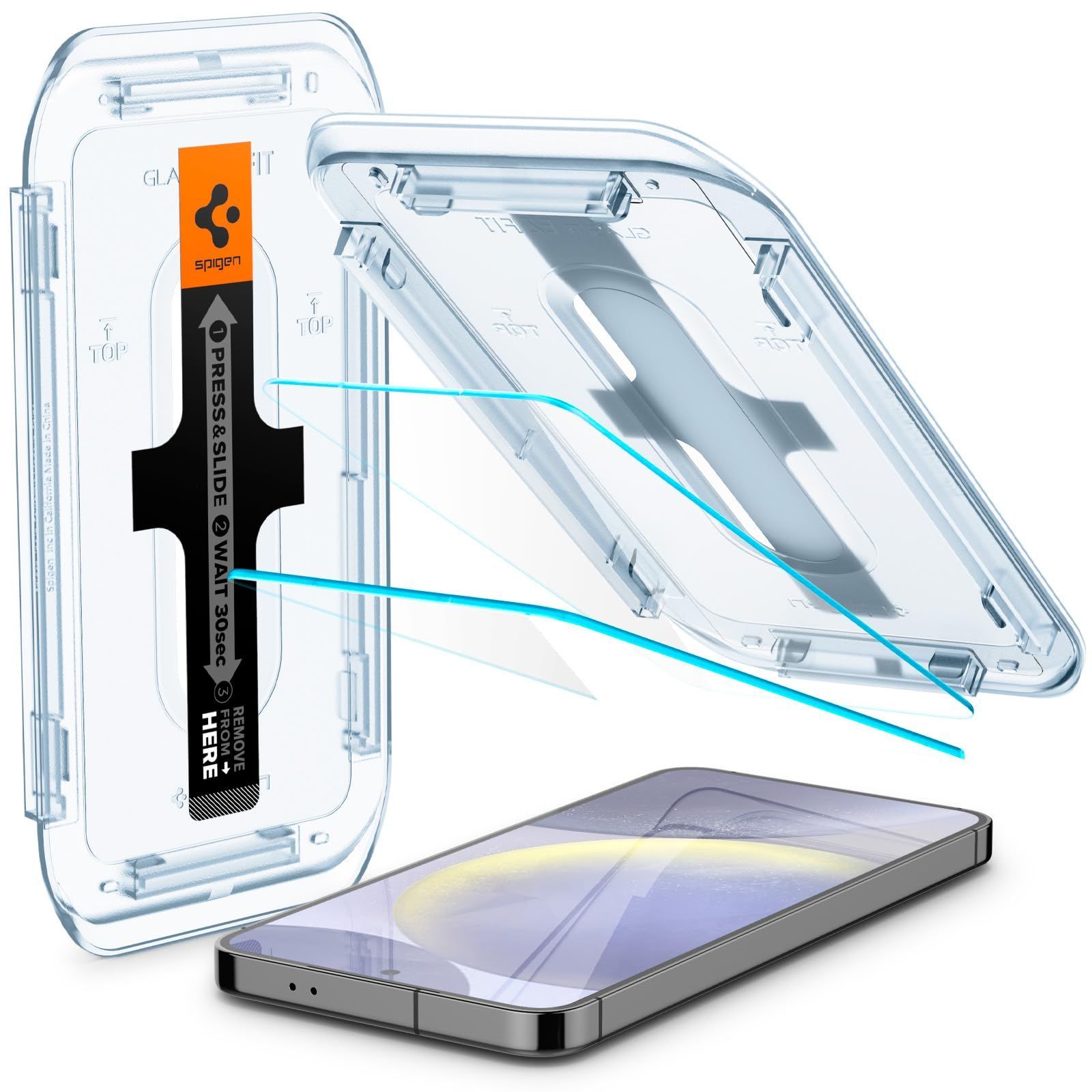 【数量限定】Galaxy S24 Plus Spigen 用 ガラスフィルム 貼り付けキット付き ギャラクシー S24plus 対応 EZ Fit 保護 フィルム 2枚入