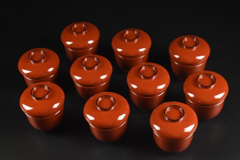 蔵A4524b 塗師 宗寛 ウルミ塗 吸物椀 汁碗 十客 共箱