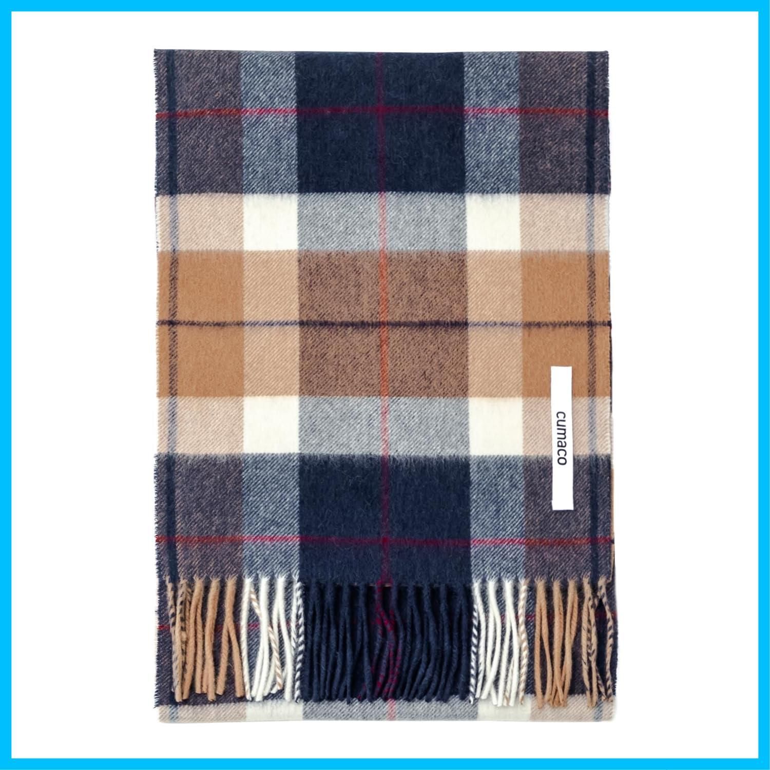 ユニセックス メンズ レディース 180 cm×30 cm チェック柄 大判 無地 マフラー ストール ウール C-T 1011 B カシミヤ C-F 0511 cumaco