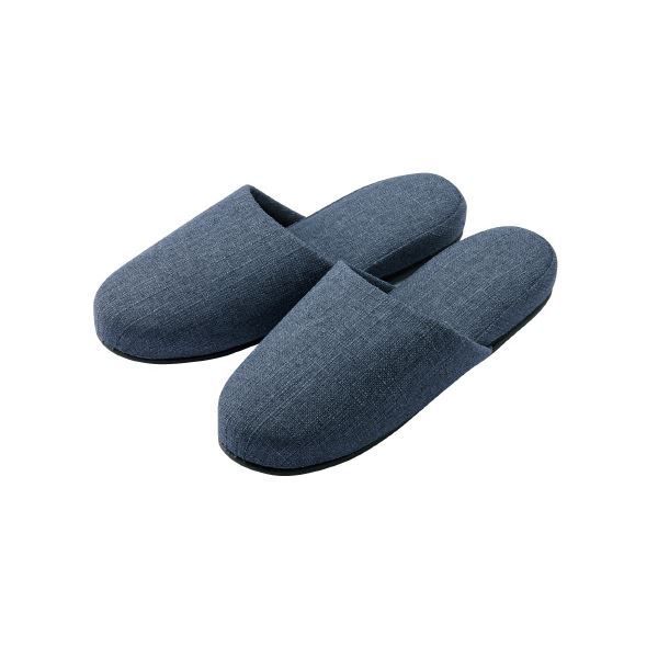  （まとめ）オーミケンシ ブッチャー織りスリッパ ネイビー 11380