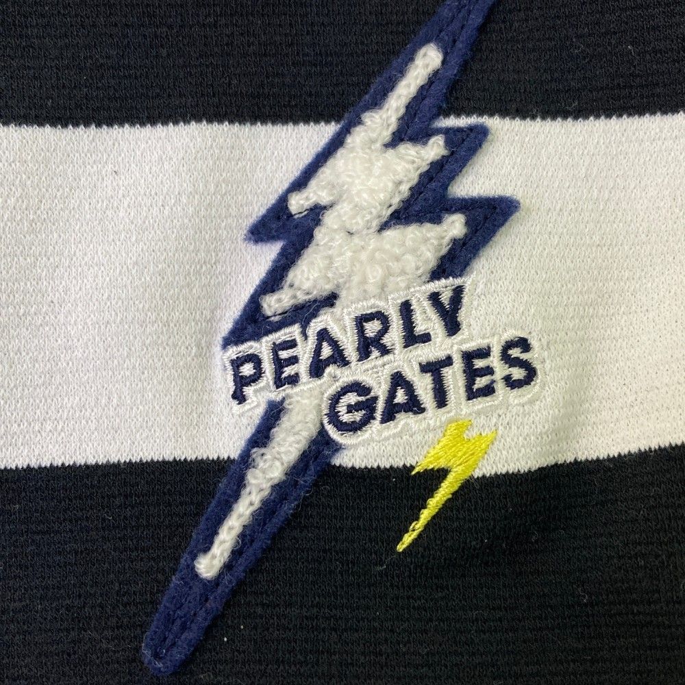 サイズ：1 PEARLY GATES パーリーゲイツ 2022年 ハイネック ノースリーブシャツ ボーダー柄 ホワイト系 [240101440033] ゴルフウェア レディース ストスト PEARLY GATES パーリーゲイツ 2022年 ハイネック ノースリーブ