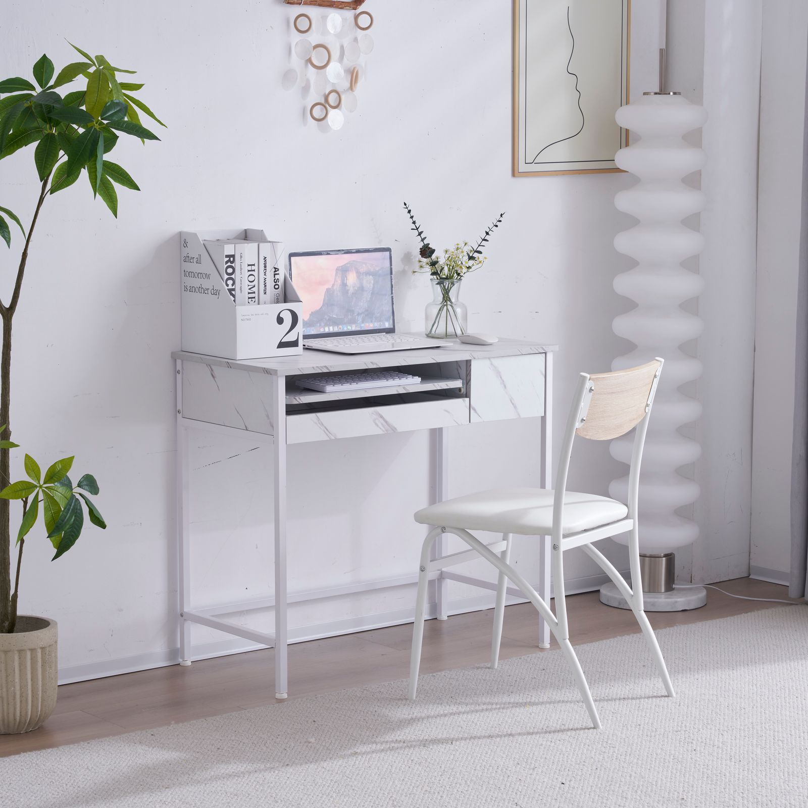 数量限定セール」【新品】ホワイト パソコンデスク 引き出し付き 収納